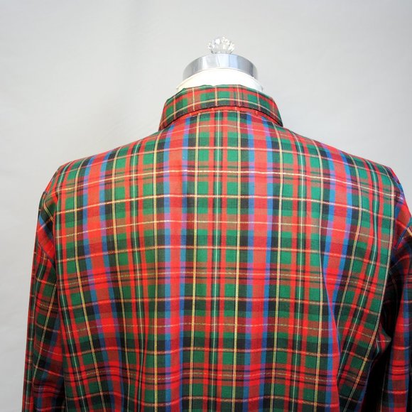 1980s plaid button down shirt, Peter Pan collar by Laura Mae Bust 44 EXCELLENT! - Picture 6 of 7